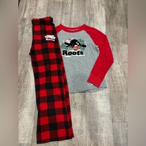 Roots Kids Plaid Red and Gray Pajama Set